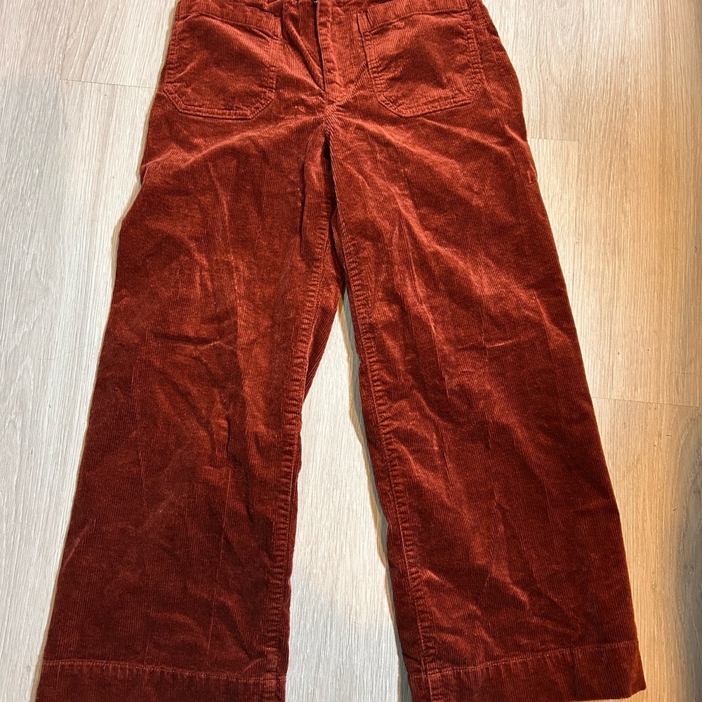Anthropologie Maeve Colette Corduroy Cropped Wide Leg Pants Copper 25P  New